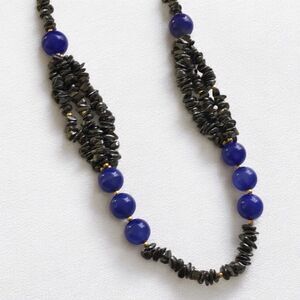 VTG Hematite Chip Cobalt Glass Necklace